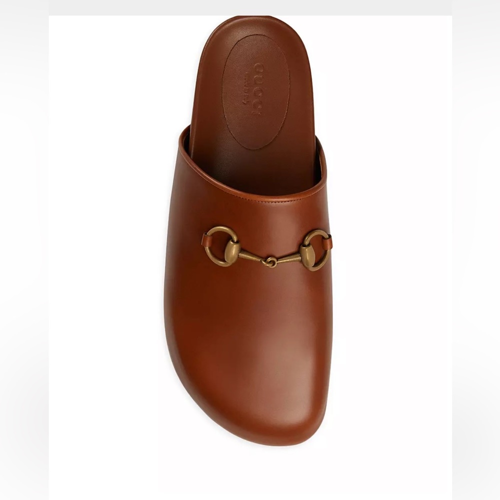 Gucci Sol Leather Horsebit Mules tan 37